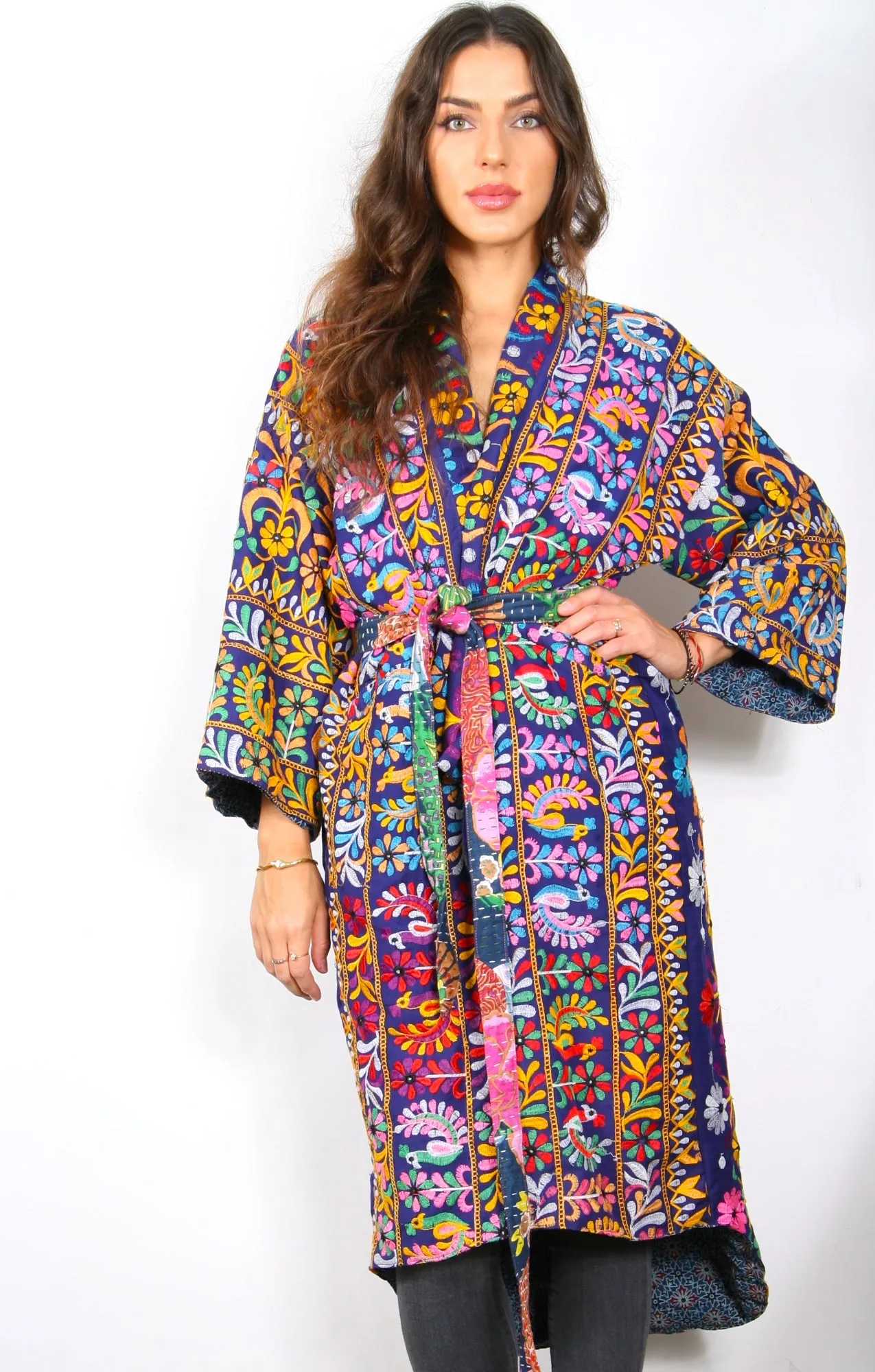 Mirrored/Royal - Vintage Kimono Coat