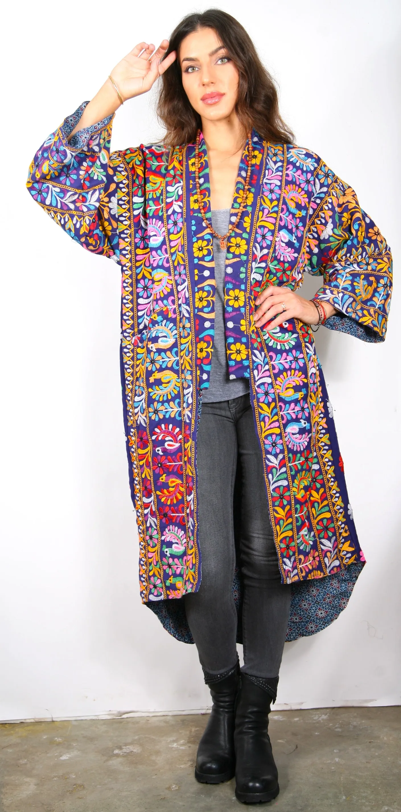 Mirrored/Royal - Vintage Kimono Coat