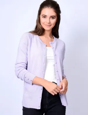 Mondarian Button Up Cardigan in Soft Lilac - Plum Tree