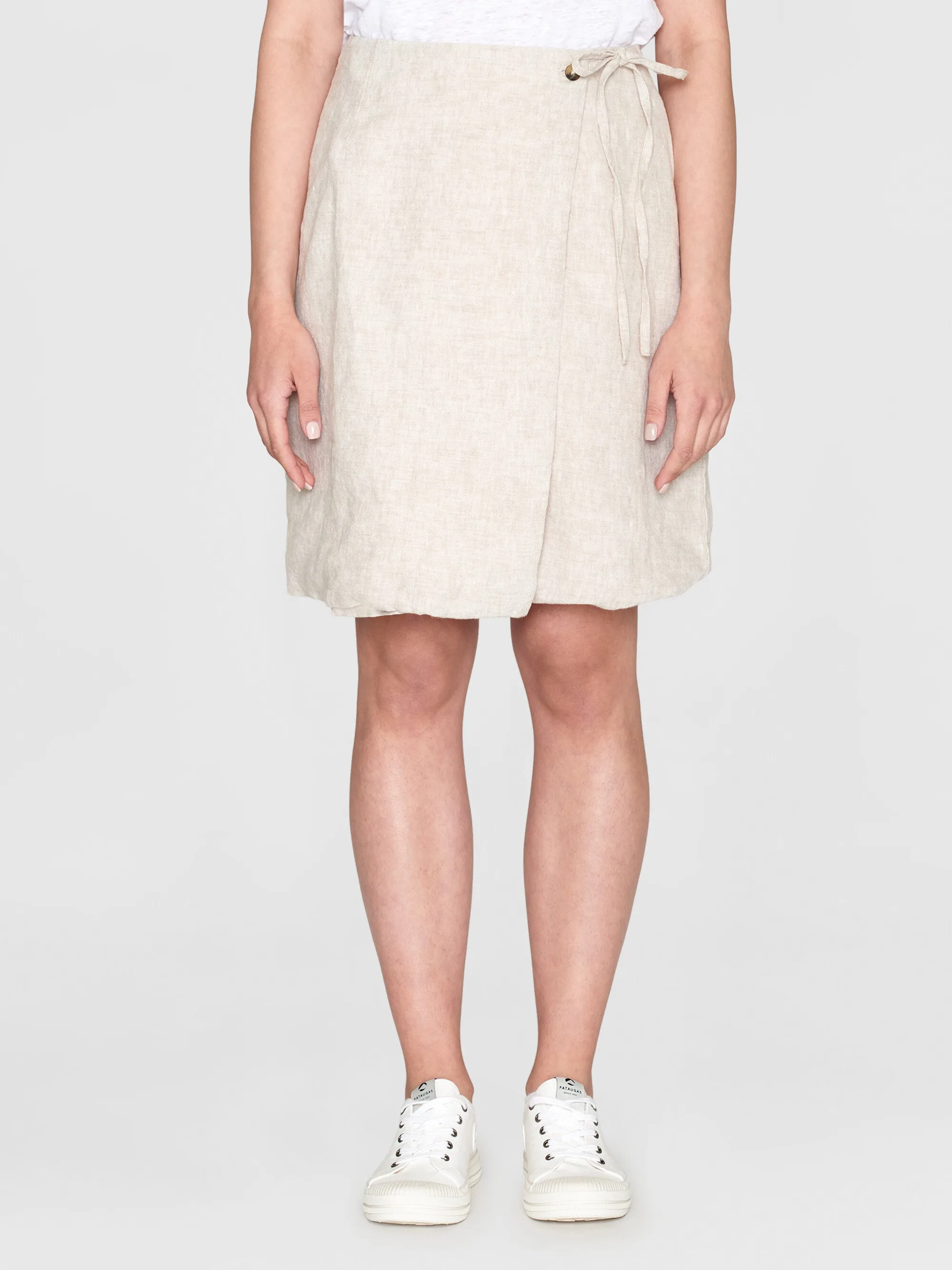 Natural linen wrap skirt - Light feather gray