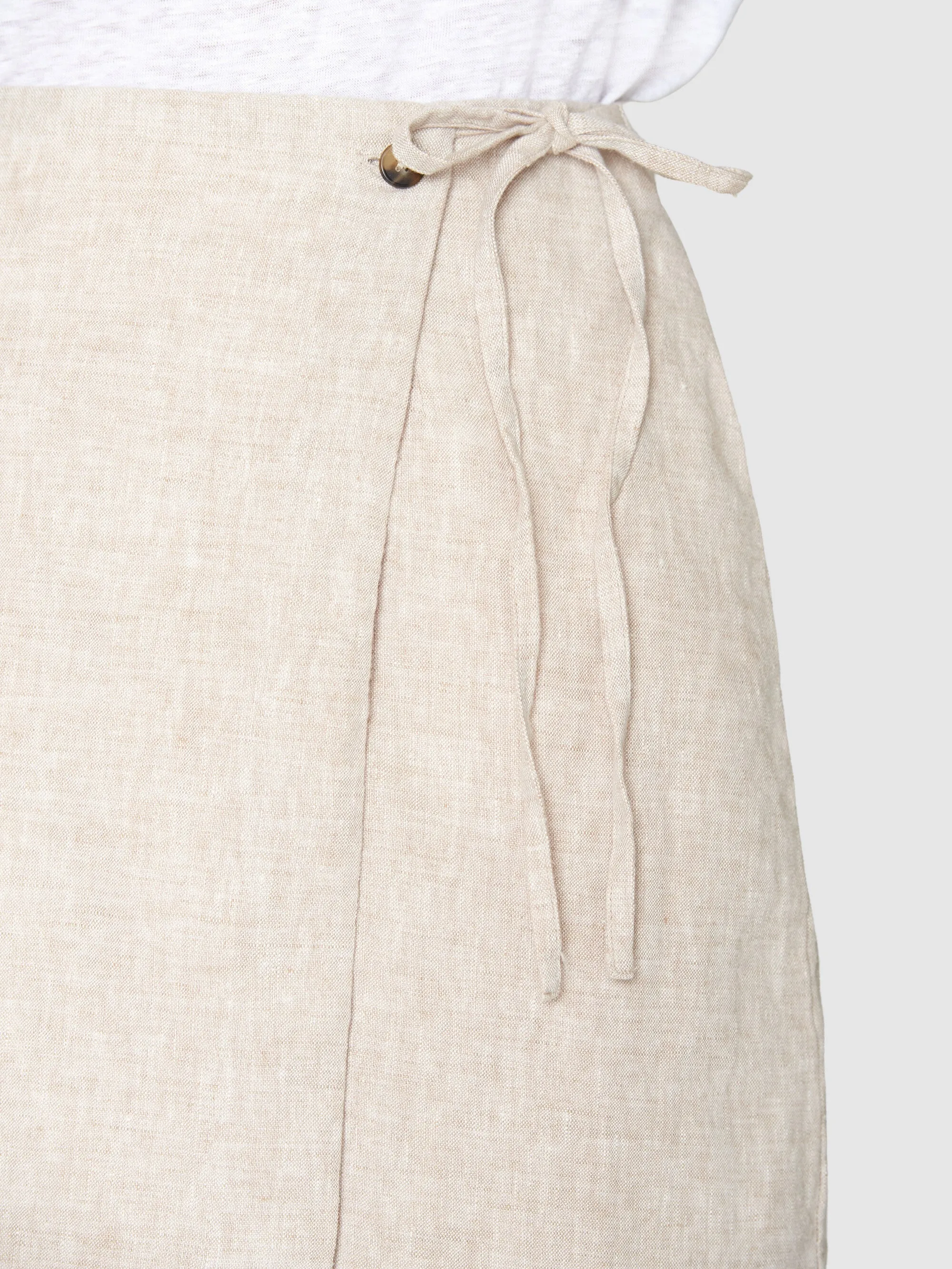 Natural linen wrap skirt - Light feather gray