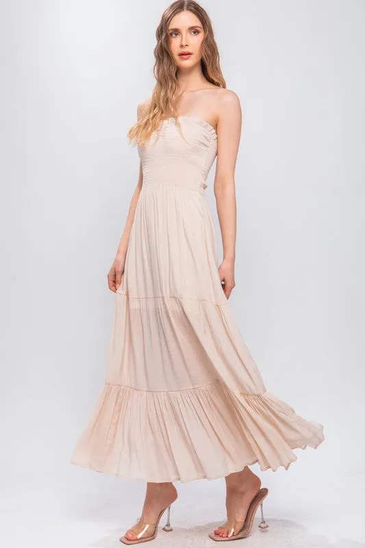 Natural Strapless Maxi Dress