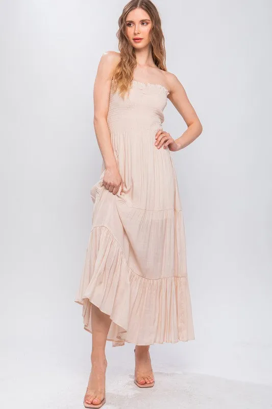 Natural Strapless Maxi Dress