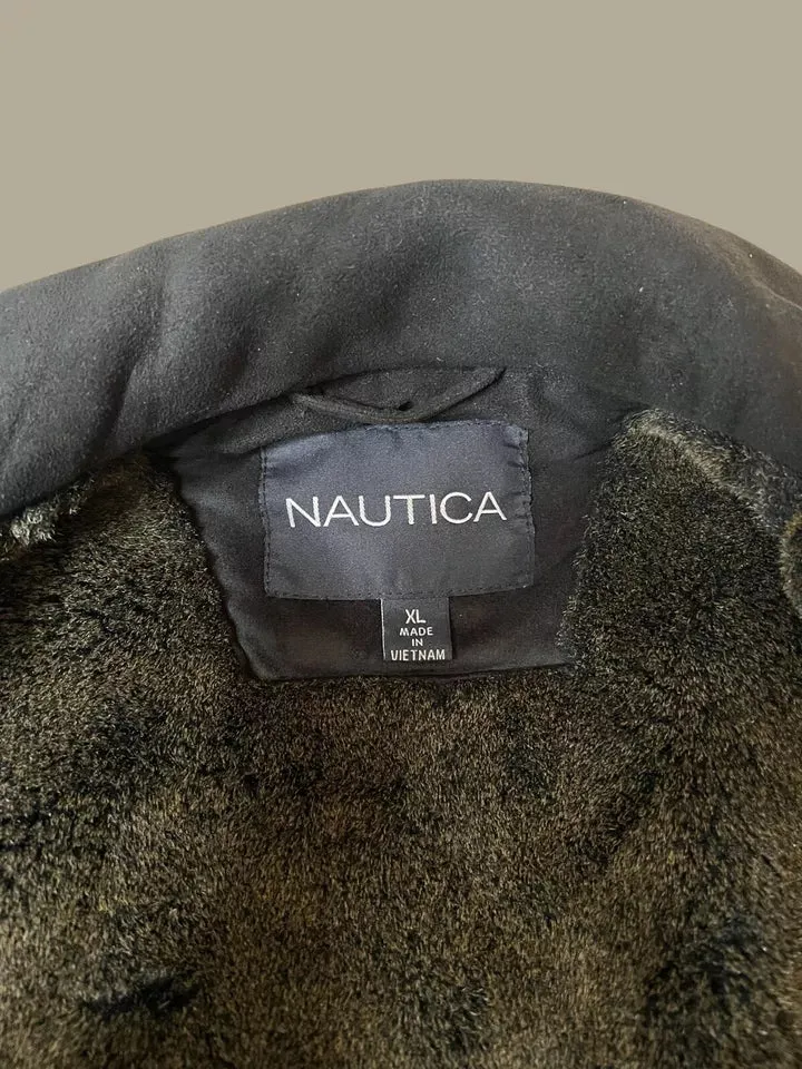 NAUTICA FAUX SUEDE WITH FAUX FUR LINING SUPER SOFT MENS JACKET