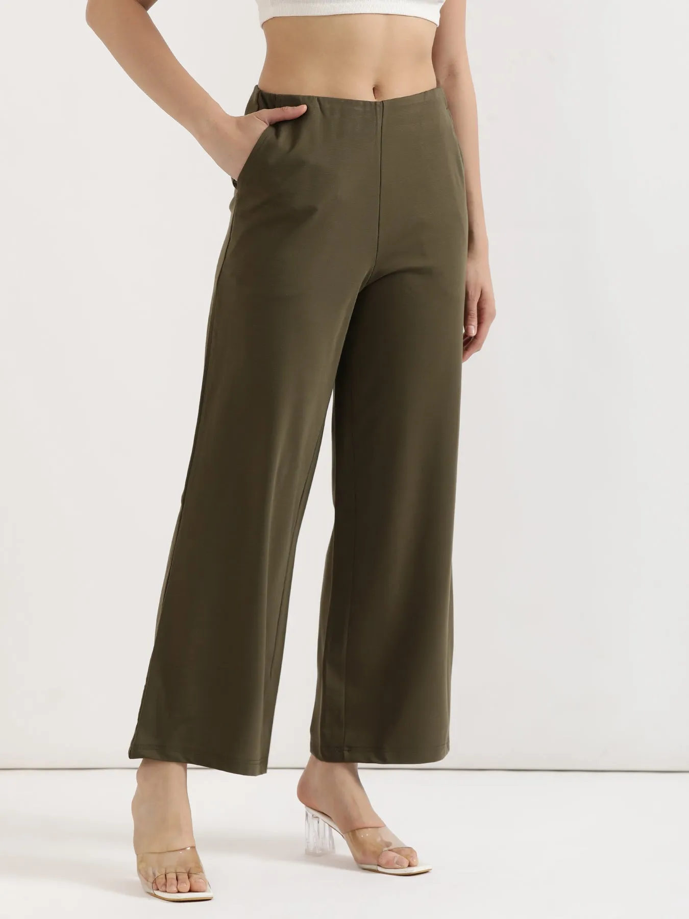 Olive Green Wide Leg Pants