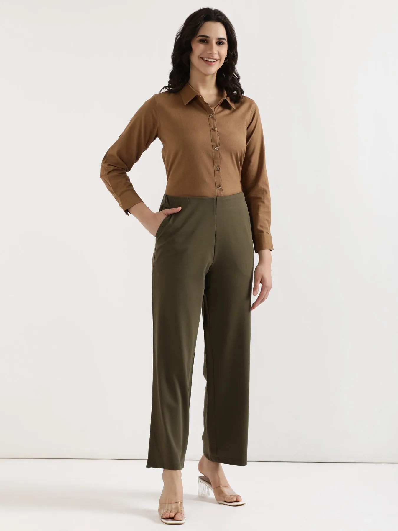 Olive Green Wide Leg Pants