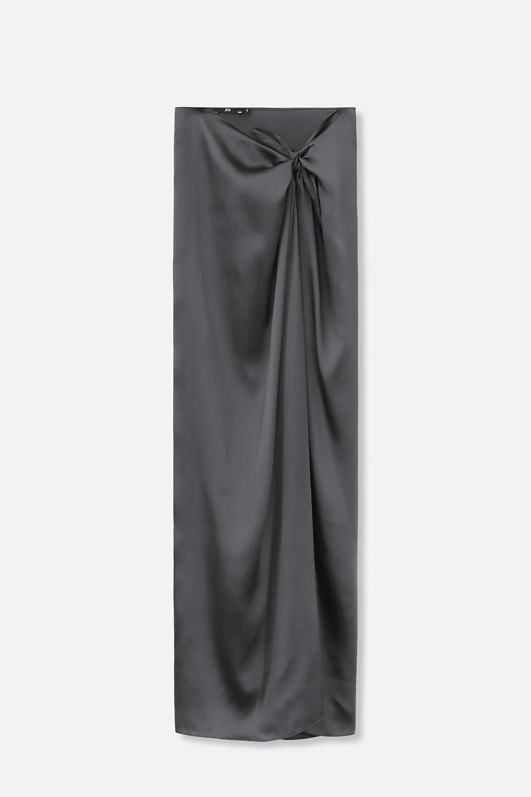 PAREO SKIRT IN CHARMEUSE SILK IN COLOR GUNMETAL