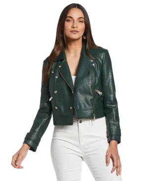 Petite Vegan Leather Moto Jacket