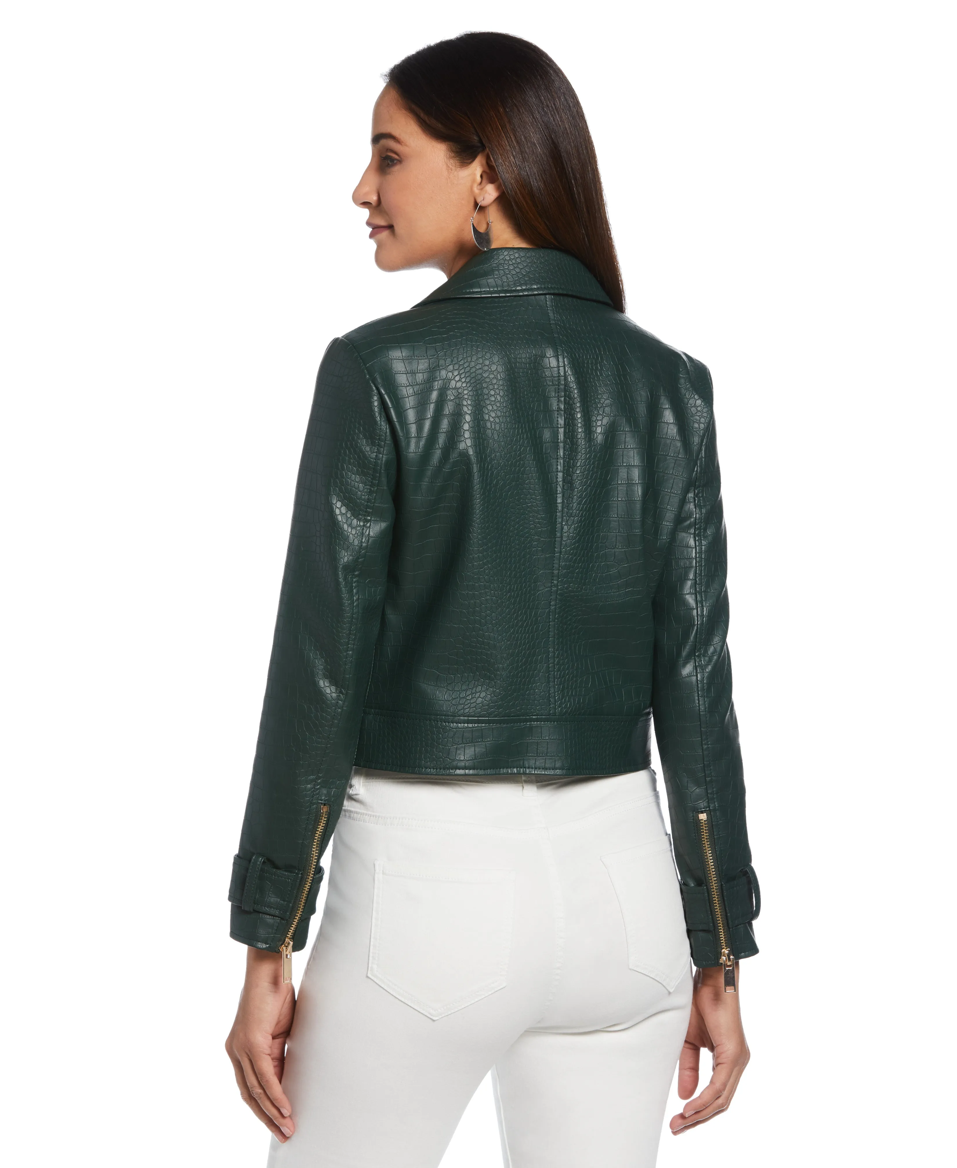 Petite Vegan Leather Moto Jacket