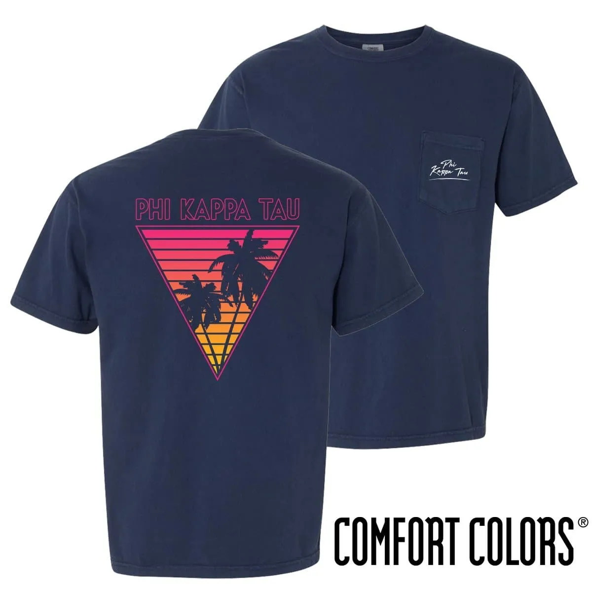 Phi Tau Comfort Colors Navy Short Sleeve Miami Pocket Tee