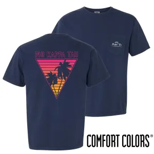 Phi Tau Comfort Colors Navy Short Sleeve Miami Pocket Tee