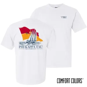 Phi Tau Comfort Colors White Seafarer Short Sleeve Tee