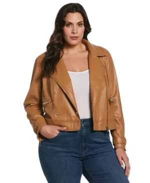 Plus Size Vegan Leather Moto Jacket