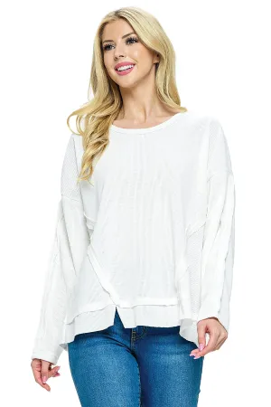 Pullover Top Casual Raw Edge Oversized