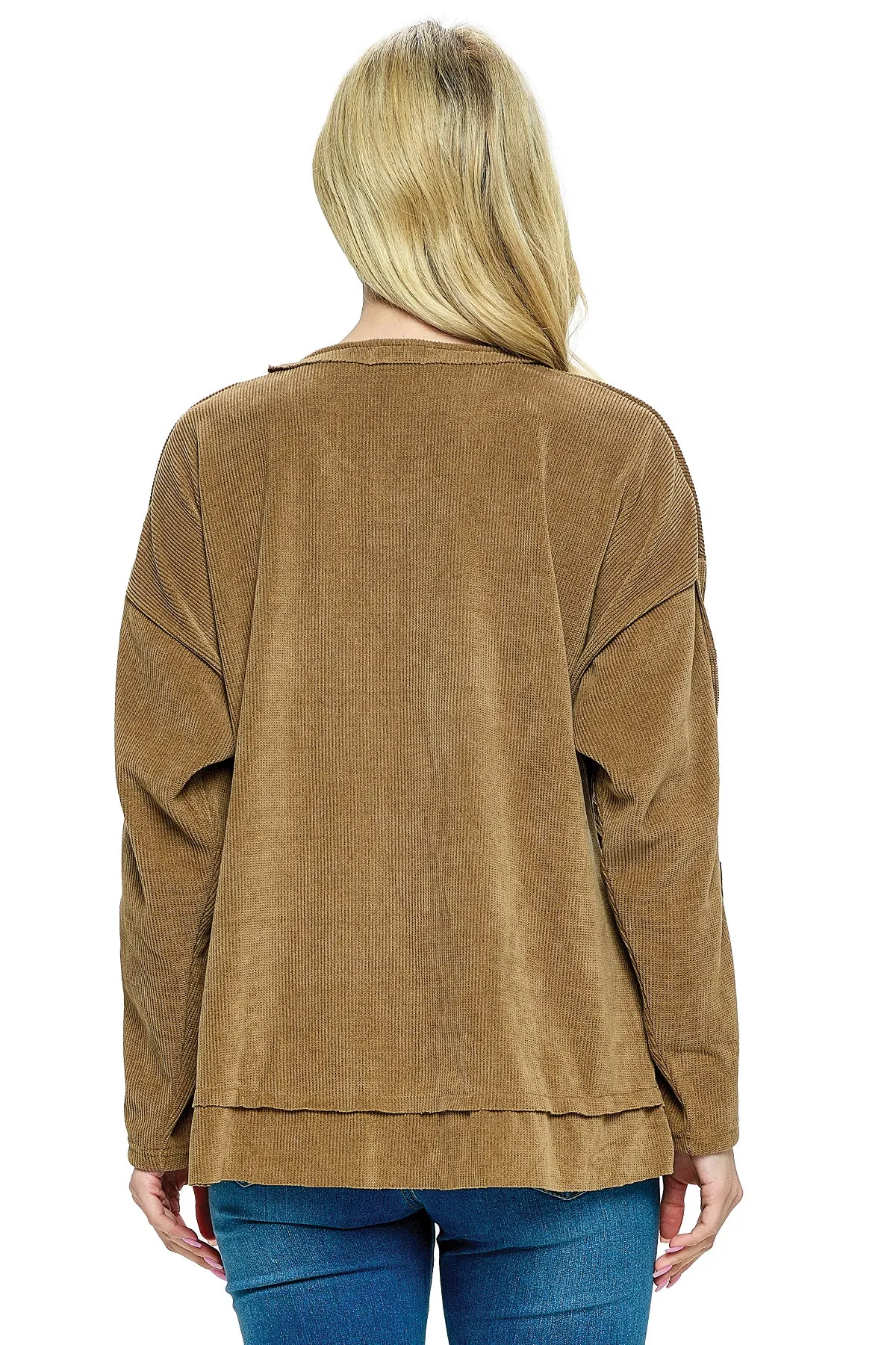 Pullover Top Casual Raw Edge Oversized