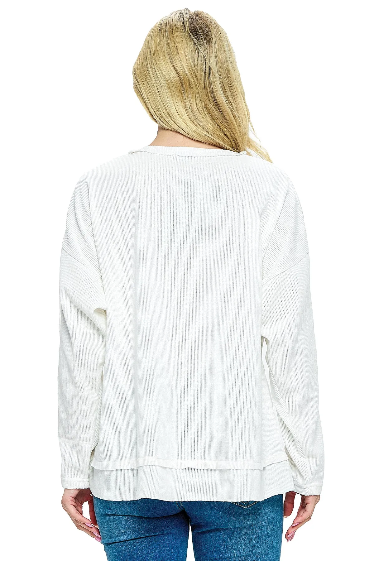 Pullover Top Casual Raw Edge Oversized