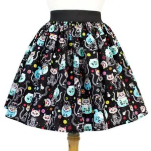 "Lindy" Day of the Dead Kitty Skirt