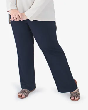 Reeva Soft Ribbed Straight Cut Pants - Dark Blue