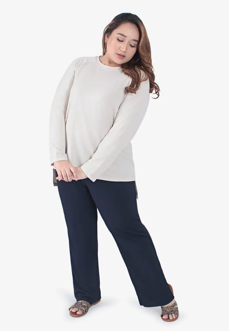 Reeva Soft Ribbed Straight Cut Pants - Dark Blue