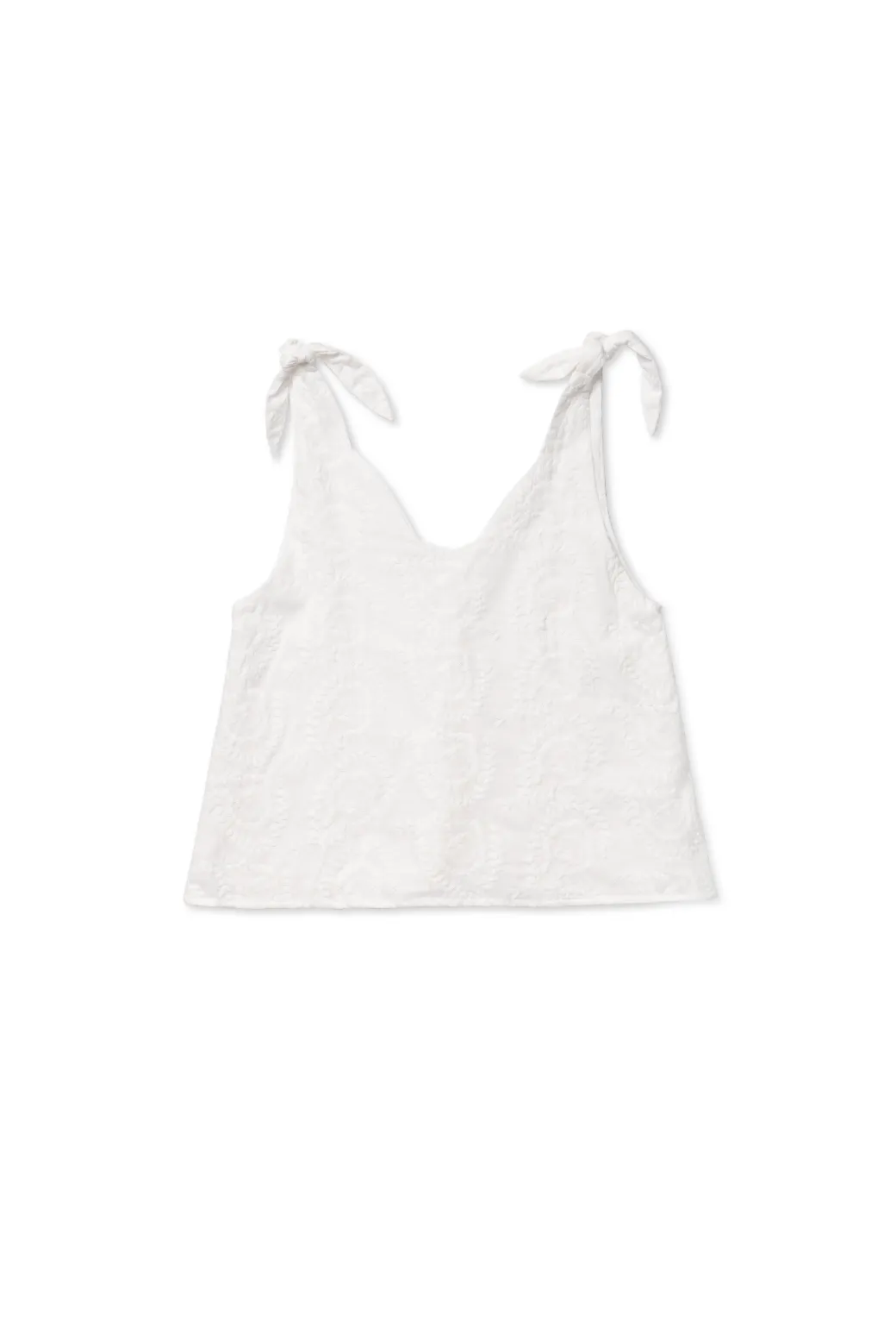 SAMPLE - Tie Top Tank - White Embroidery