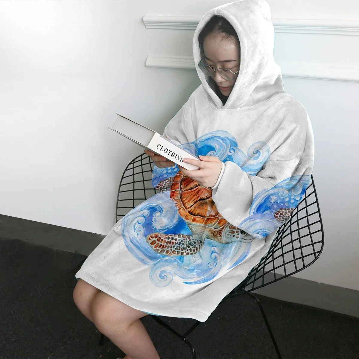 Sea Turtle Waves Wearable Blanket Hoodie