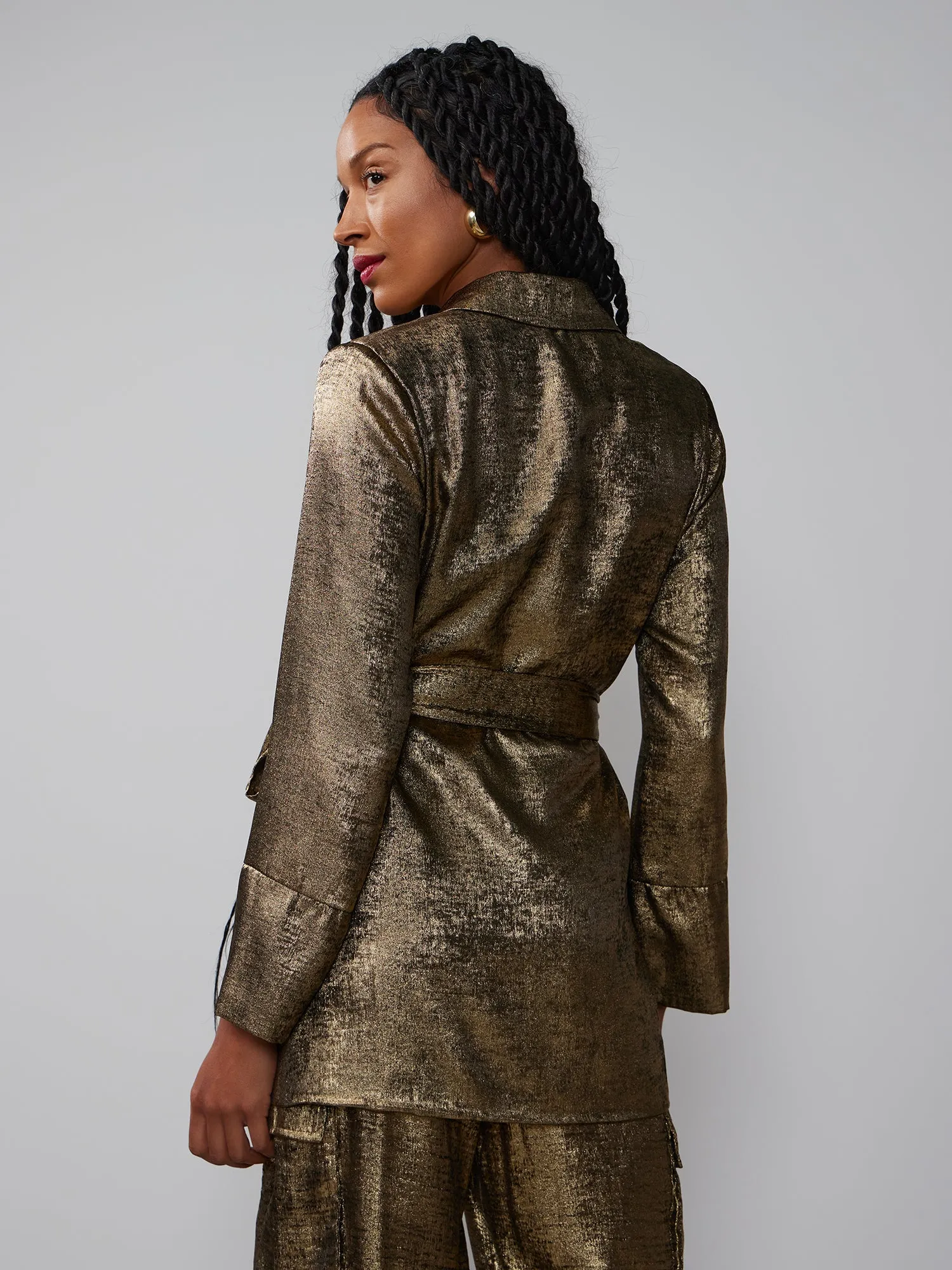 Single Breasted Metallic Accent Blazer