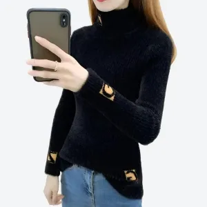 Stylish Turtleneck Fuzzy Knit Sweaters