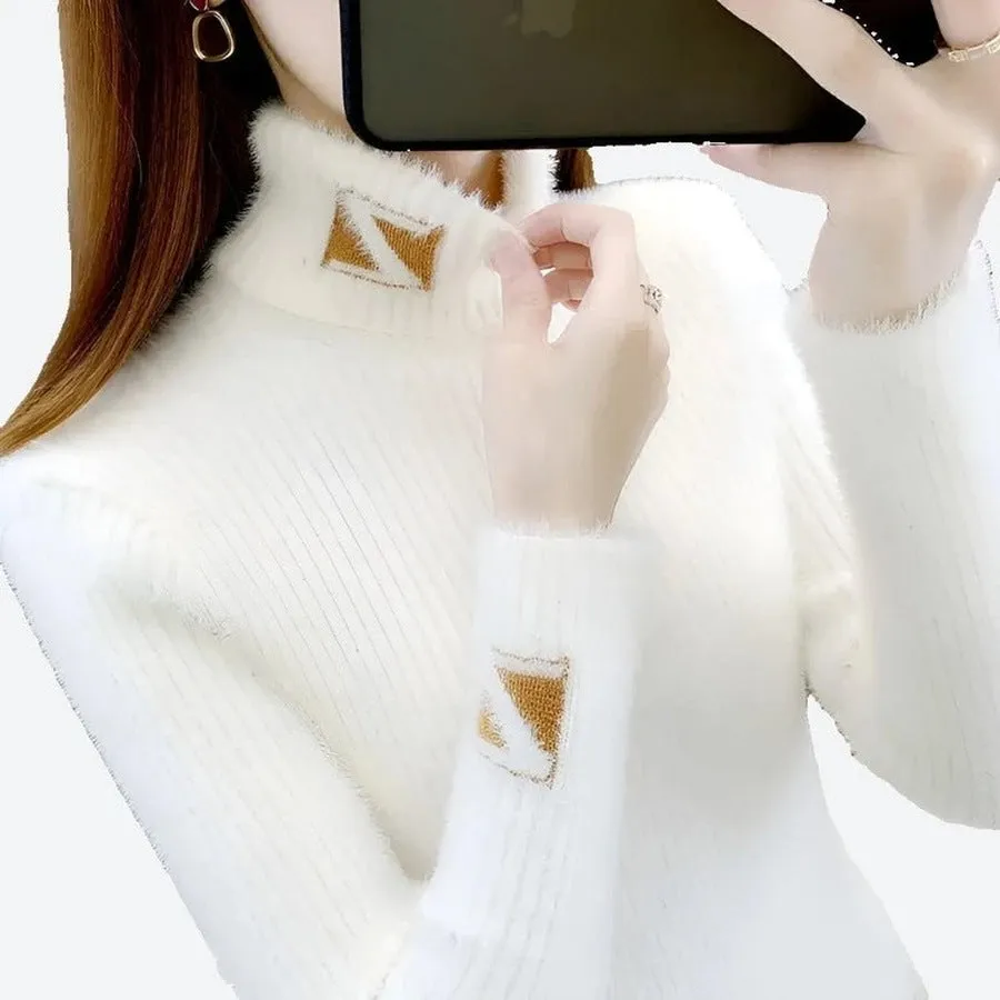 Stylish Turtleneck Fuzzy Knit Sweaters