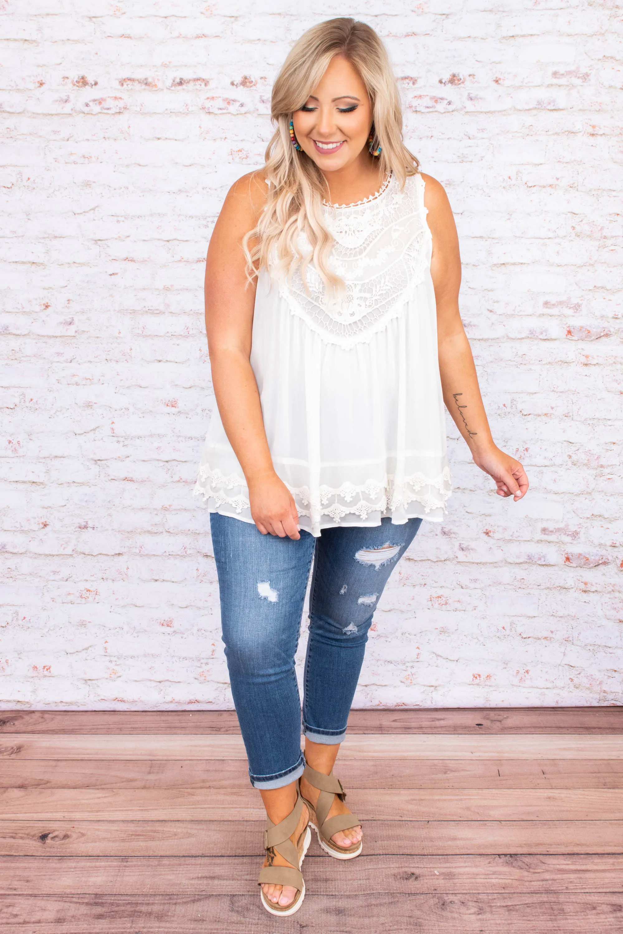 Sweet Charm Tank, Ivory