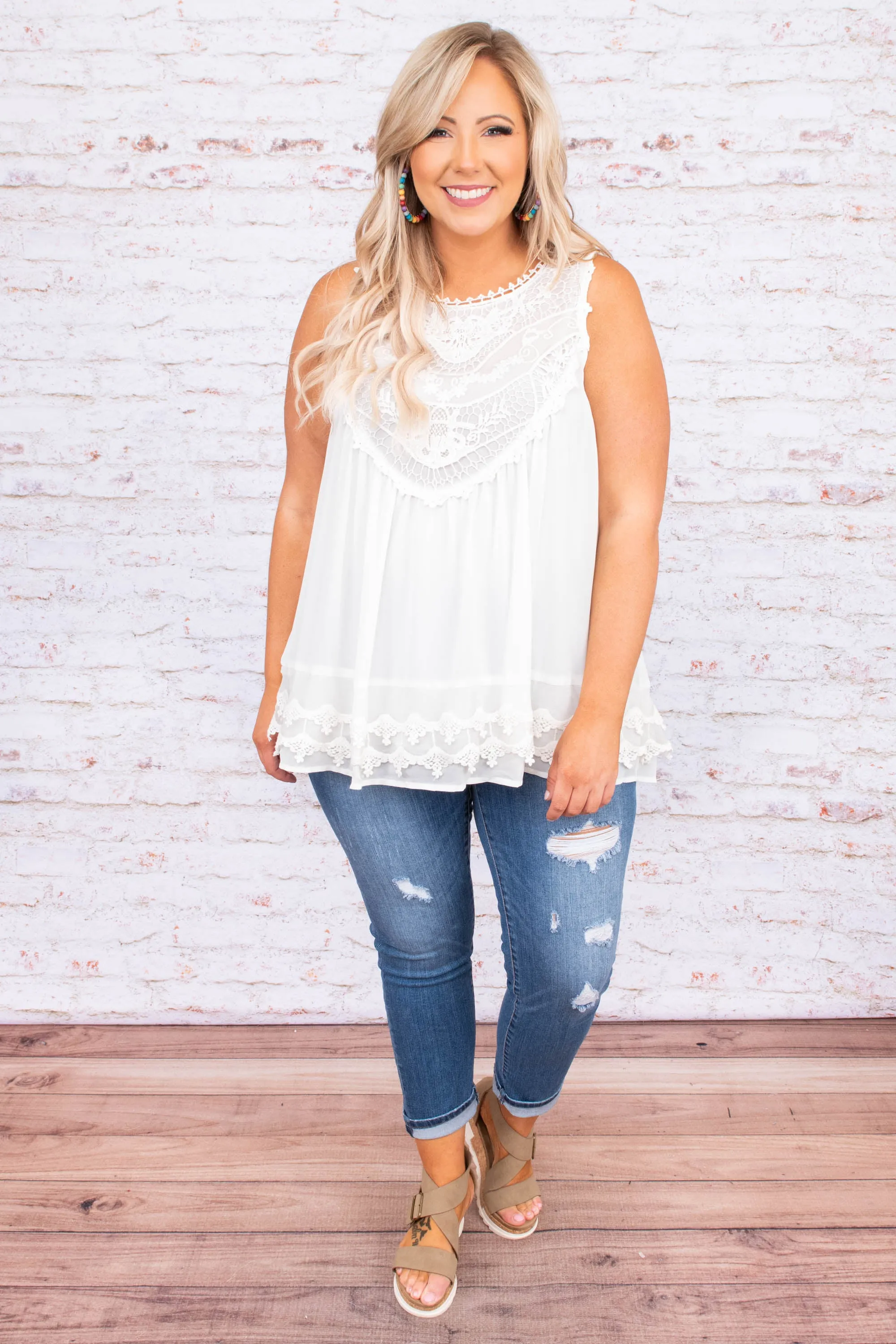 Sweet Charm Tank, Ivory