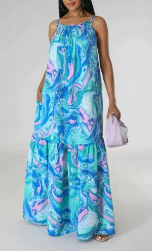 Swirl Pattern Maxi Dress