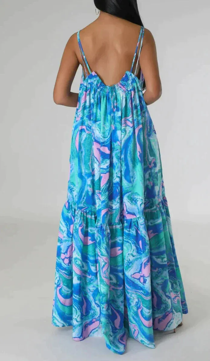 Swirl Pattern Maxi Dress