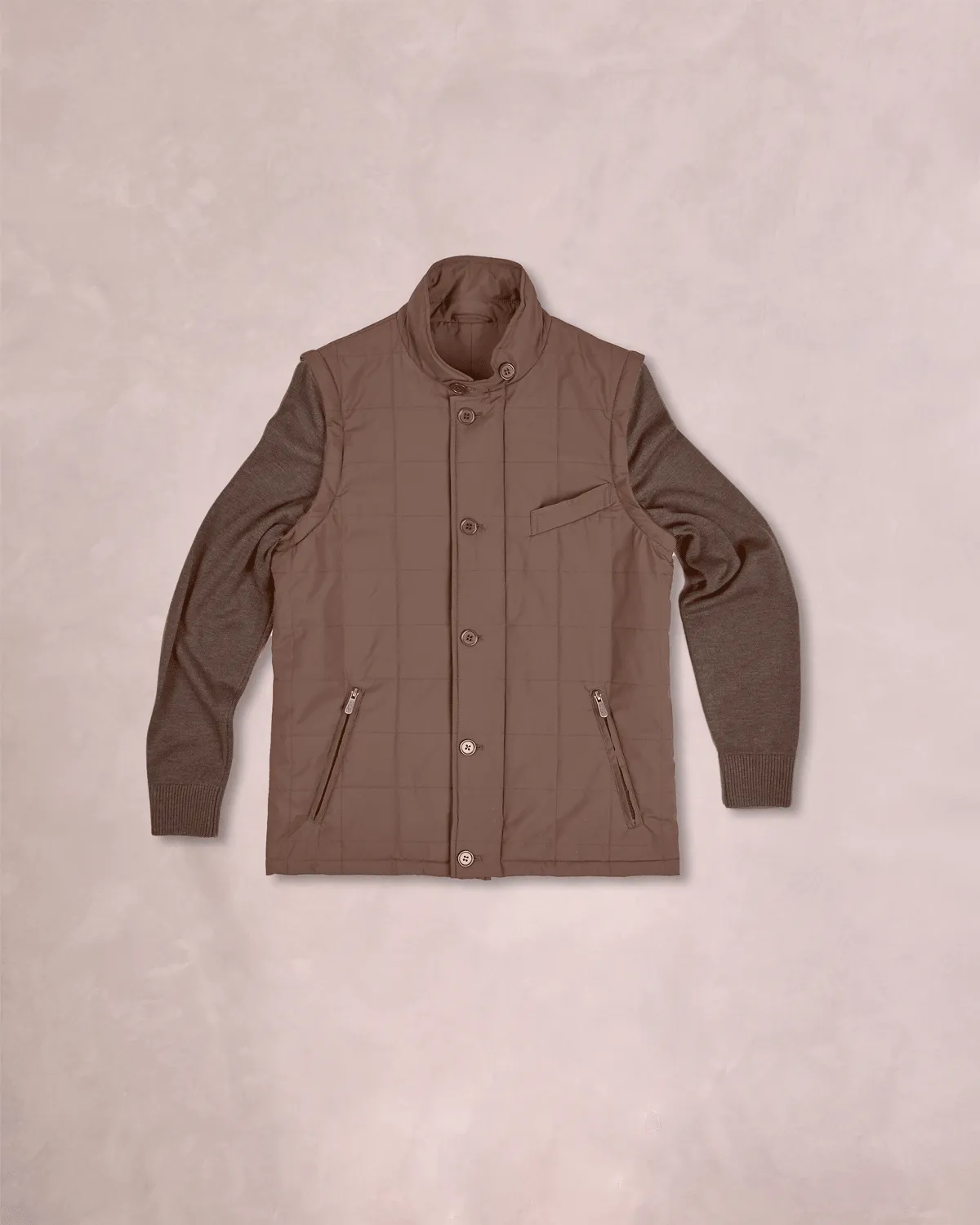 The Rhett - Nylon Vest w/Removable Knit Sleeves - Teak