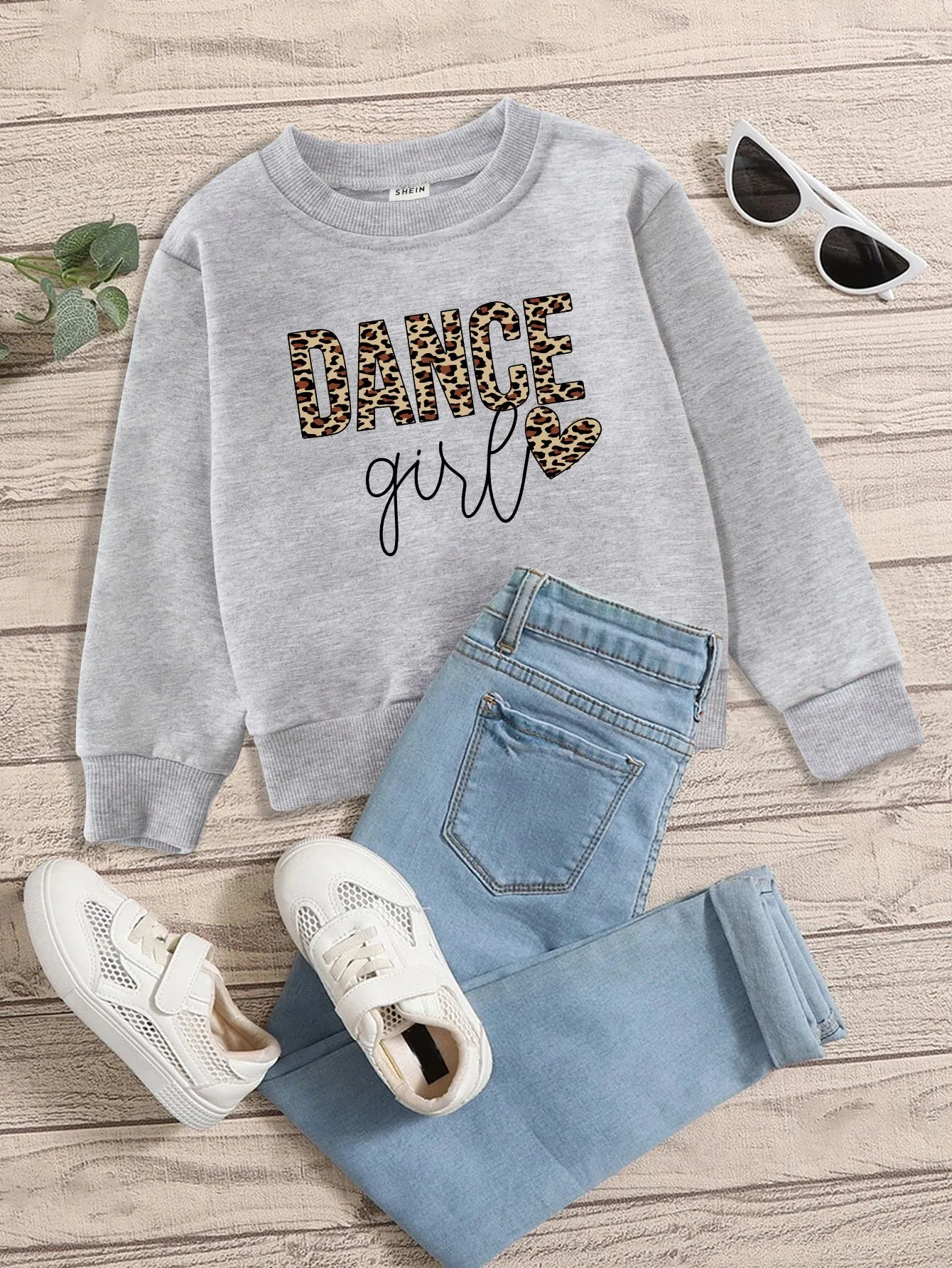 Toddler Girls Leopard Letter Graphic Pullover