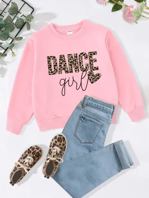 Toddler Girls Leopard Letter Graphic Pullover