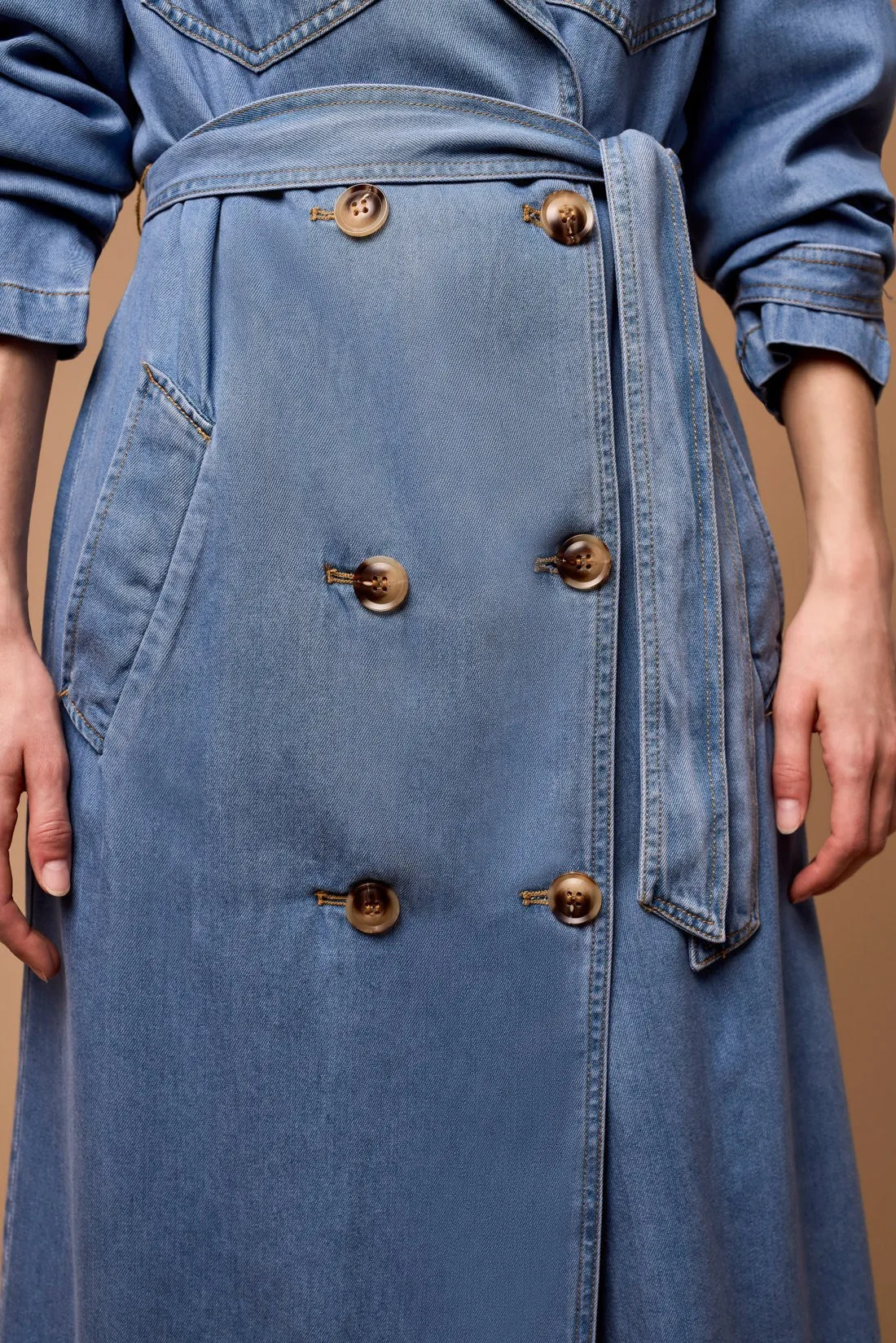 Tri 5558O Denim Trench Coat Dress