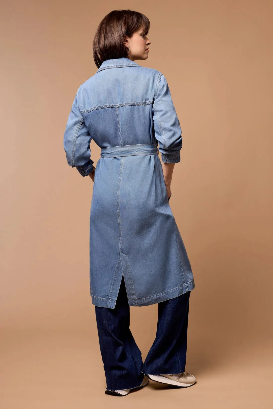 Tri 5558O Denim Trench Coat Dress