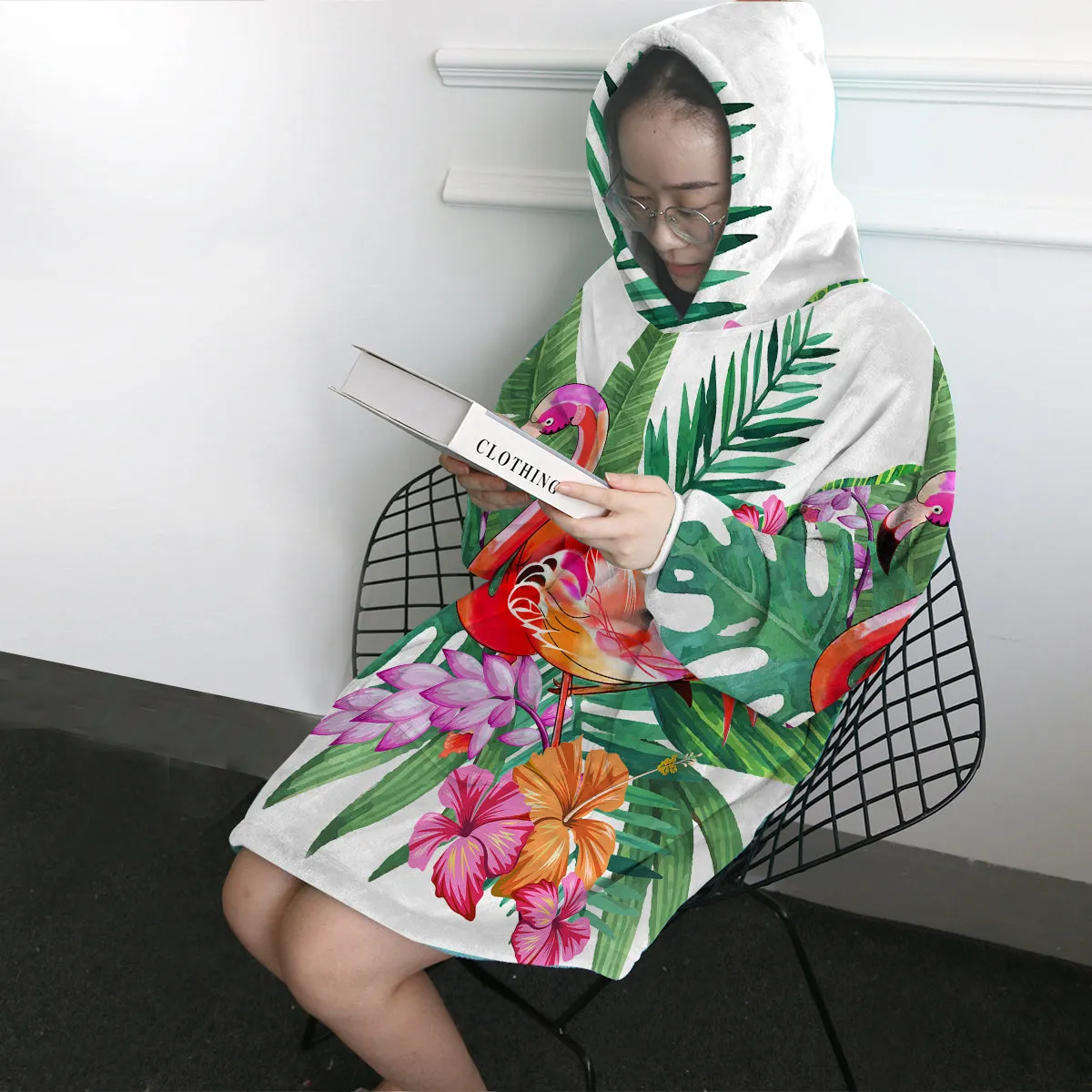 Tropical Flamingo Wearable Blanket Hoodie