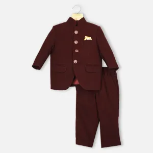 Wine Jodhpuri Coat With Pant