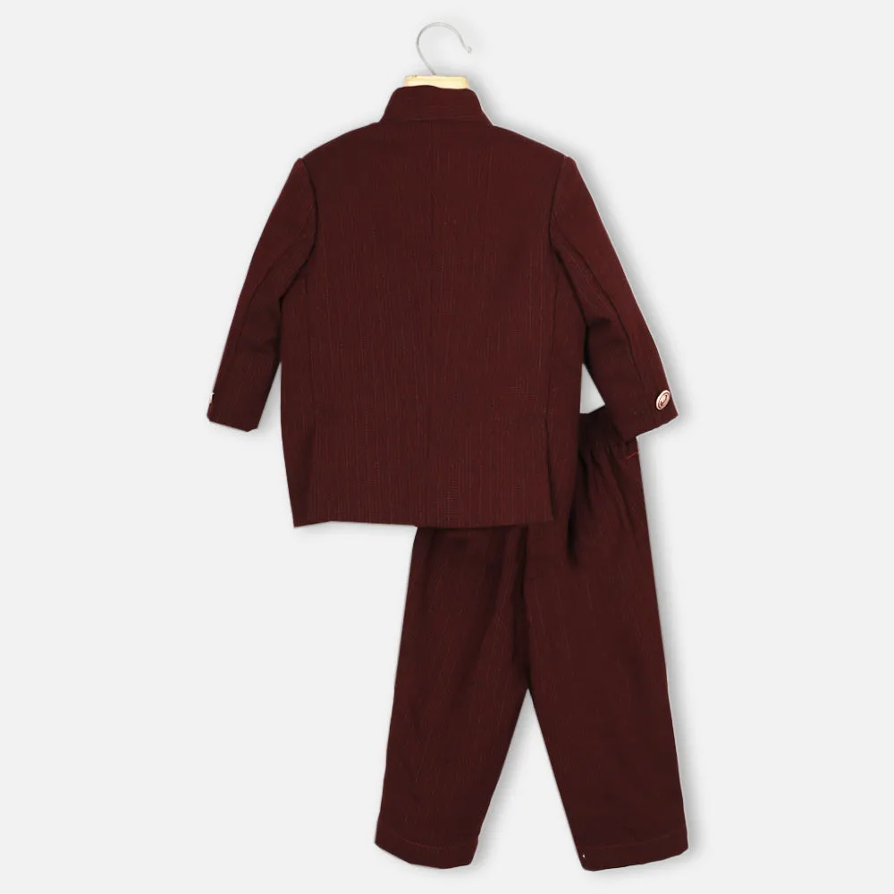 Wine Jodhpuri Coat With Pant